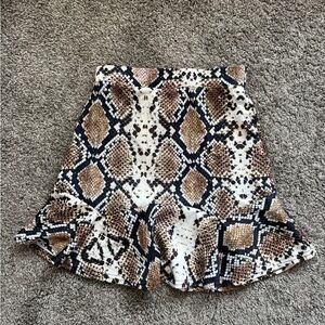 PrettyLittleThing Snake Print Skirt with Ruffle Detail